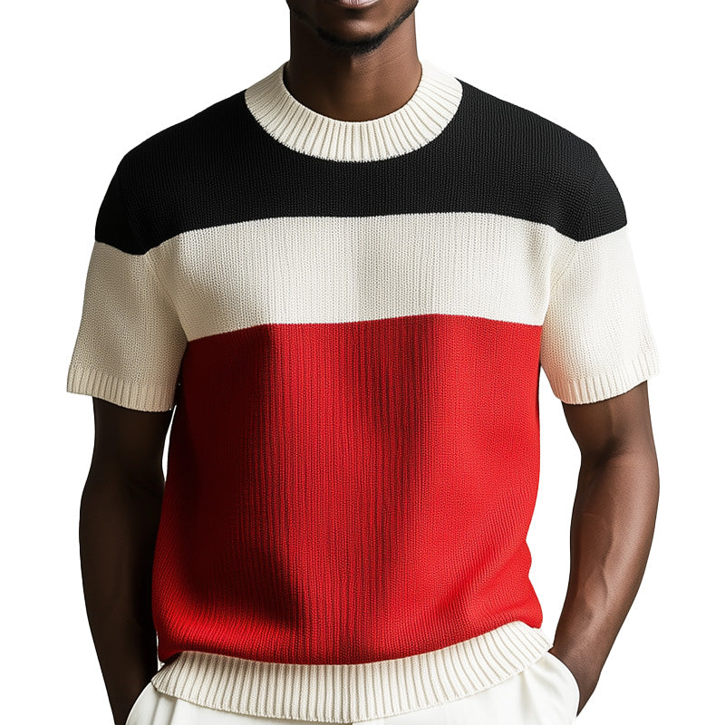 Men's Summer Fashion Thin Knitted Breathable Short-Sleeved T-Shirt MTA2583D1P