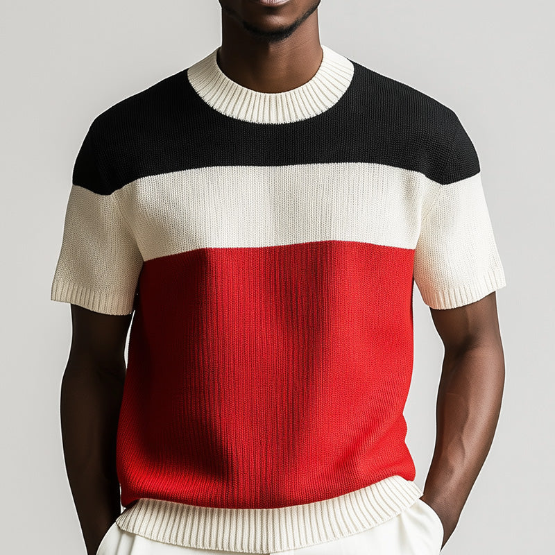 Men's Summer Fashion Thin Knitted Breathable Short-Sleeved T-Shirt MTA2583D1P
