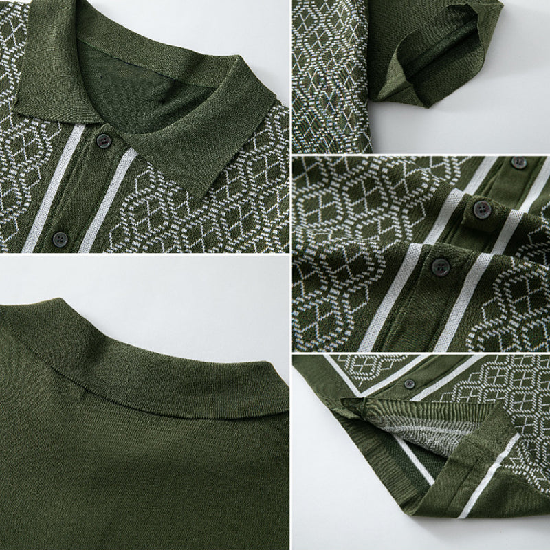 Men's jacquard knitted short-sleeved POLO shirt MTA2744D2X