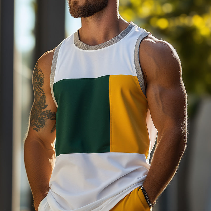 Men's Summer Fashion Contrast Print Blended Tank Top MTA2719D3P