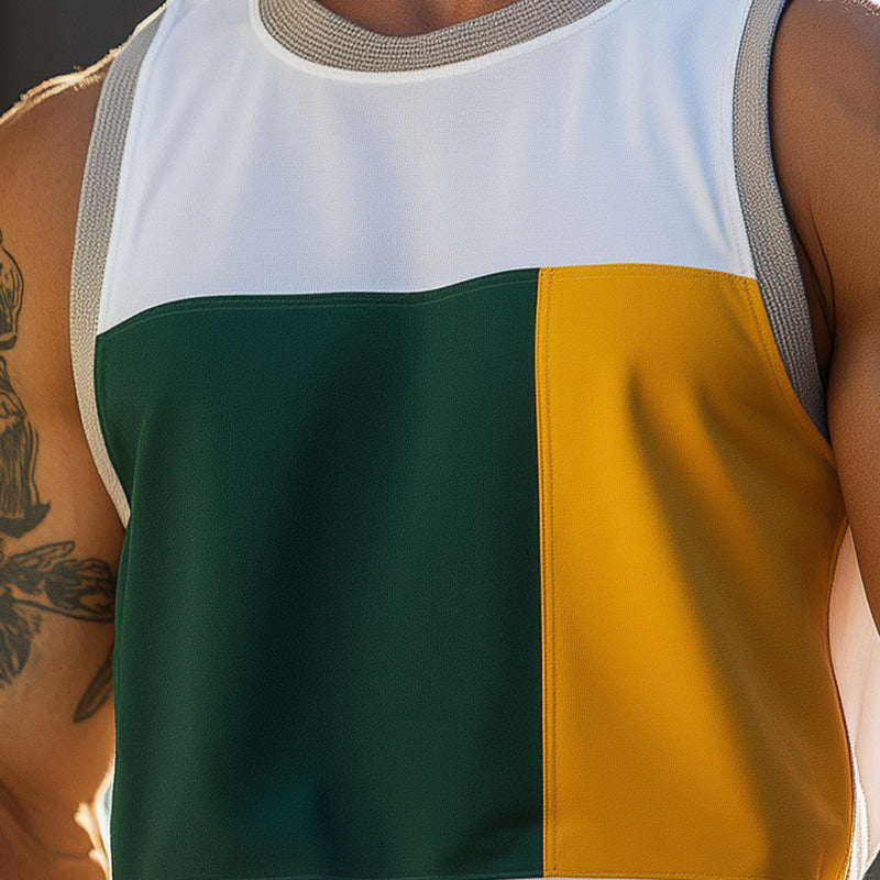 Men's Summer Fashion Contrast Print Blended Tank Top MTA2719D3P
