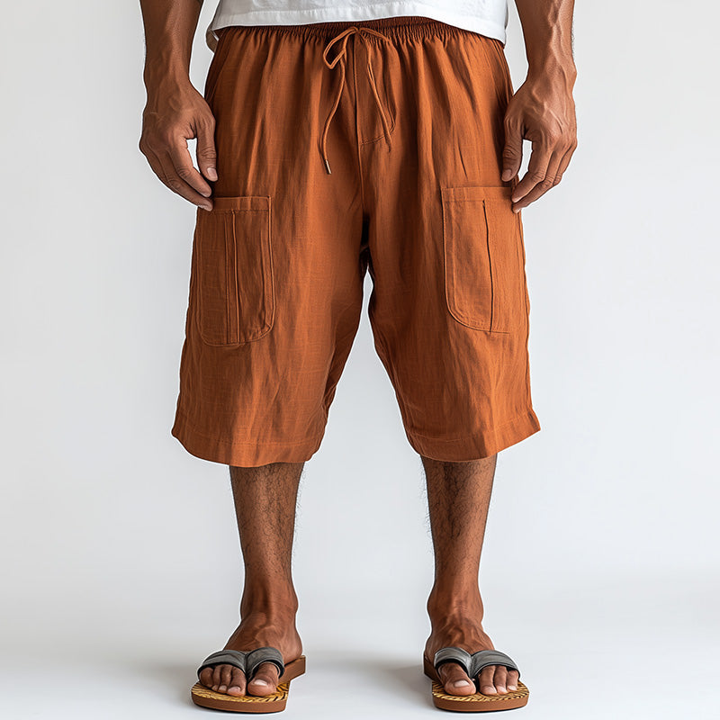 Men's Summer Comfortable Breathable Linen Casual Sports Shorts MTA2776D9P