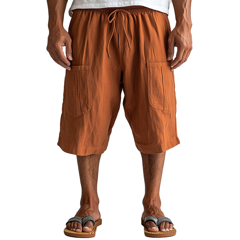 Men's Summer Comfortable Breathable Linen Casual Sports Shorts MTA2776D9P