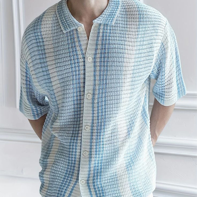 Men's Summer Classic Colorblock Knitted Short Sleeve Shirt MTA2710D7U