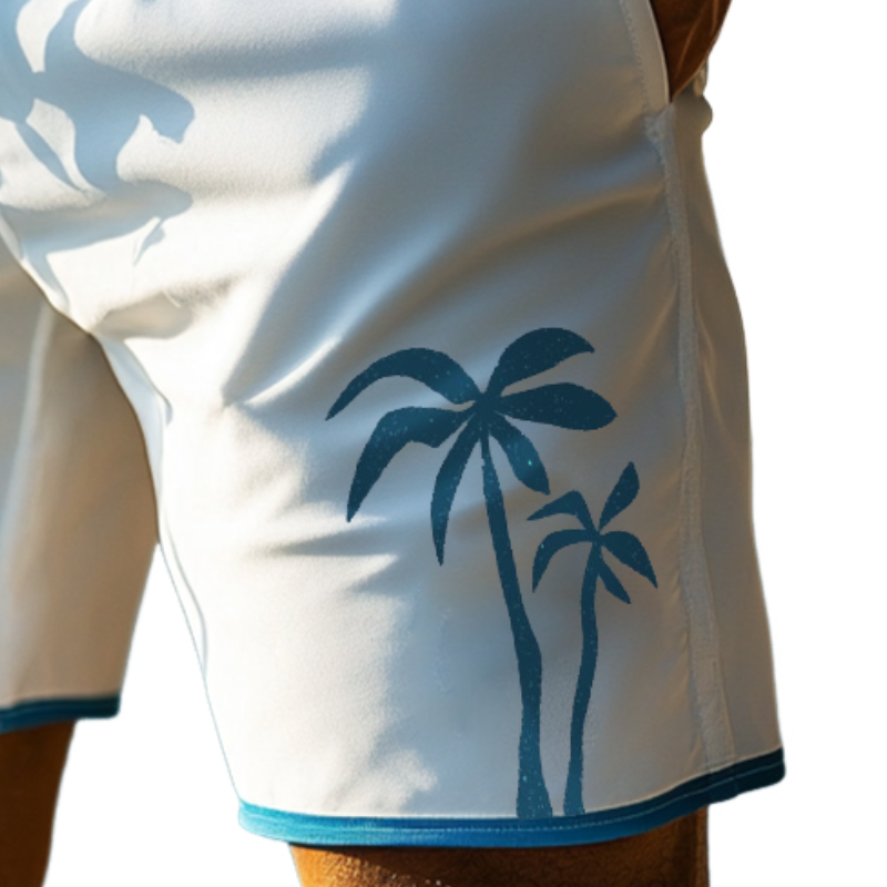 Men's Retro Casual Hawaiian Coconut Tree Print Beach Shorts MTA2555D6TO