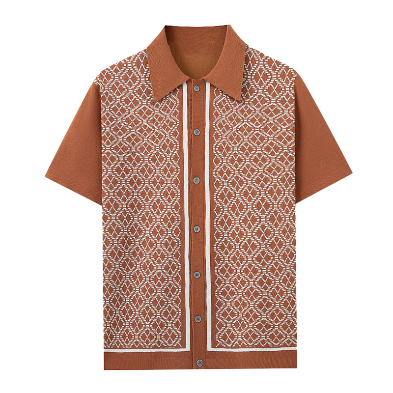 Men's jacquard knitted short-sleeved POLO shirt MTA2744D2X