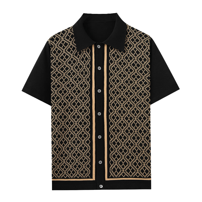 Men's jacquard knitted short-sleeved POLO shirt MTA2744D2X