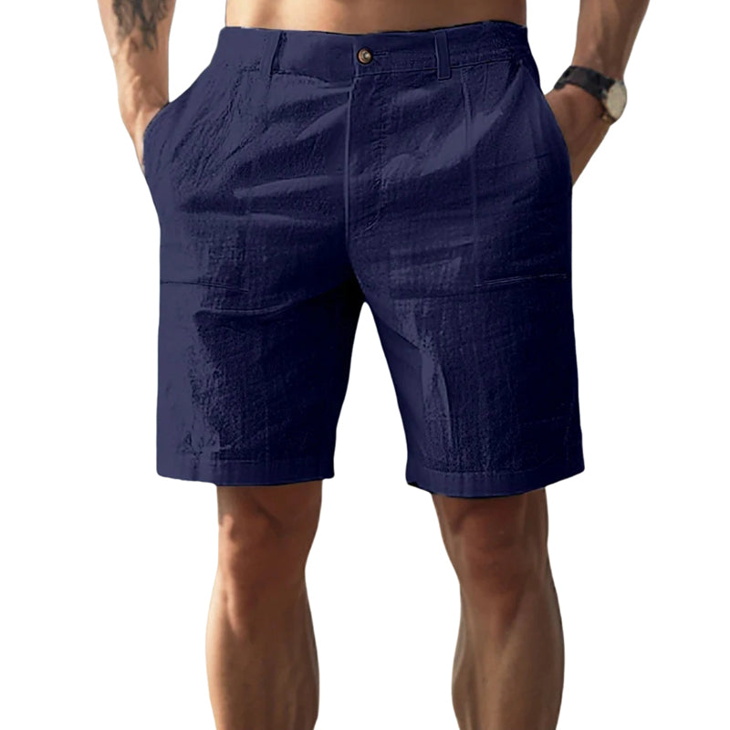 Men's Solid Color Cotton and Linen Beach Shorts MTA2733D0X