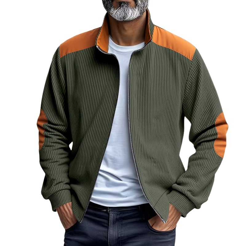 Men's Casual Thin Corduroy Patchwork Lapel Jacket MTA1862F1X
