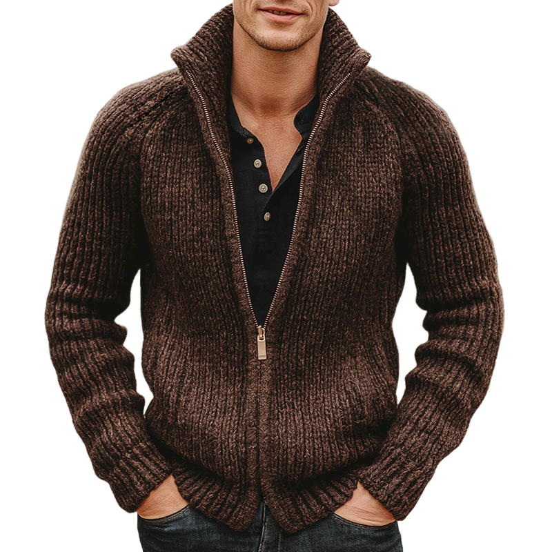 Men's Retro Casual Knit Zipper Cardigan MTA2138J1TO