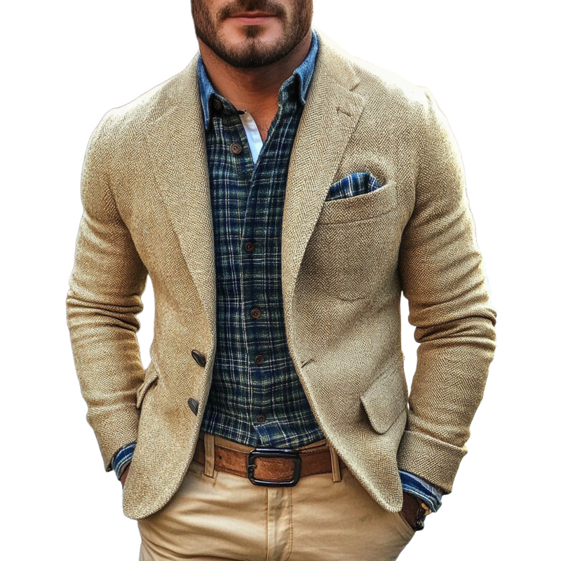 Men's Vintage Herringbone Blend Blazer MTA2681H3X