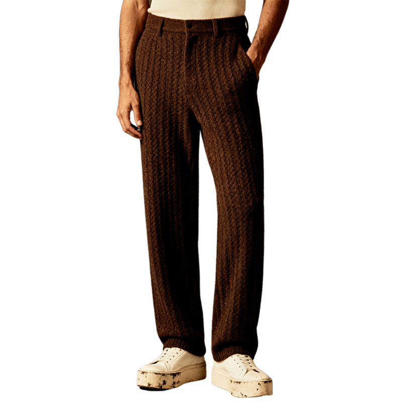Men's Retro Casual Cable Knit Straight Leg Business Pants MTA0631K2TO