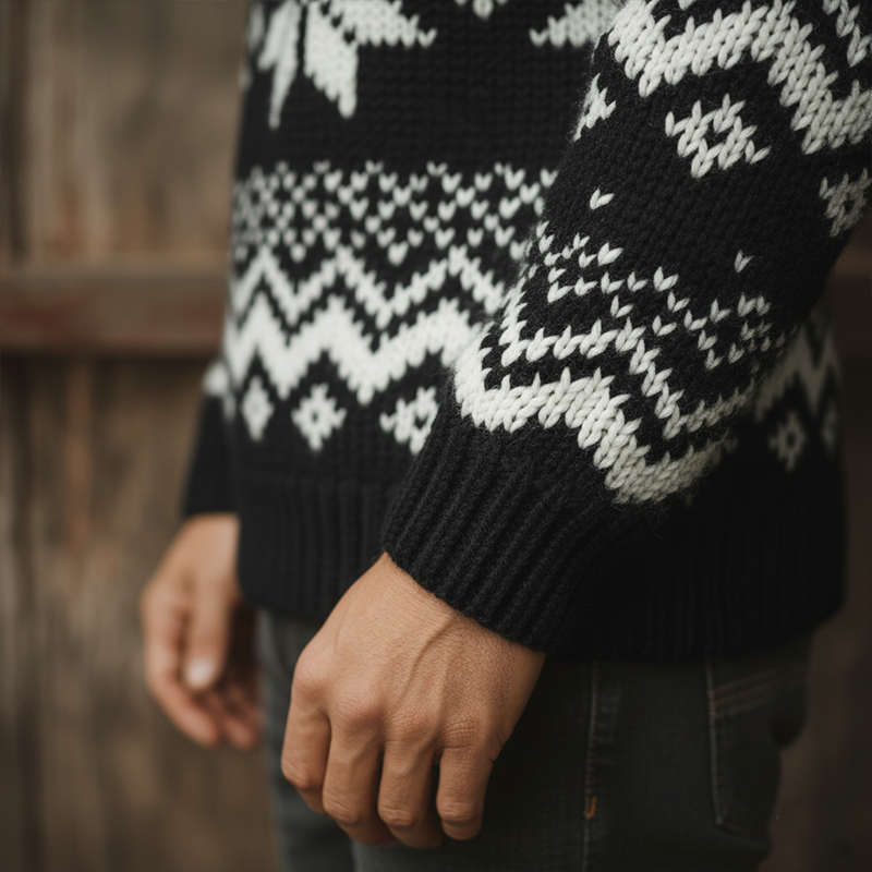 Men's Stylish Winter Fair Isle-style Knitted Jacquard Cotton Sweater MTA3065I5P