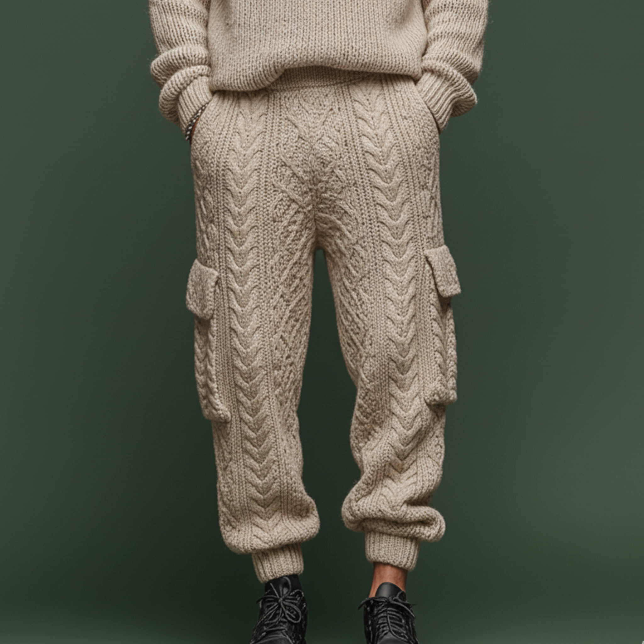 Men's Classic Jacquard Knit Elastic Waist Casual Pants MTA3082J8K