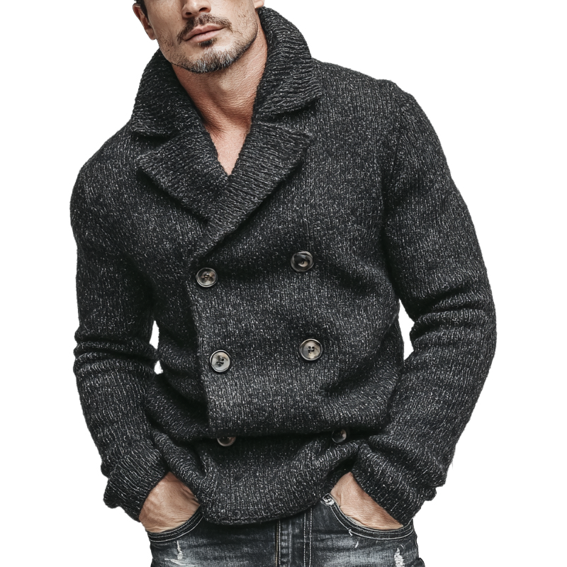 Men's Casual Solid Color Knitted Double-breasted Cardigan MTA1637J7X