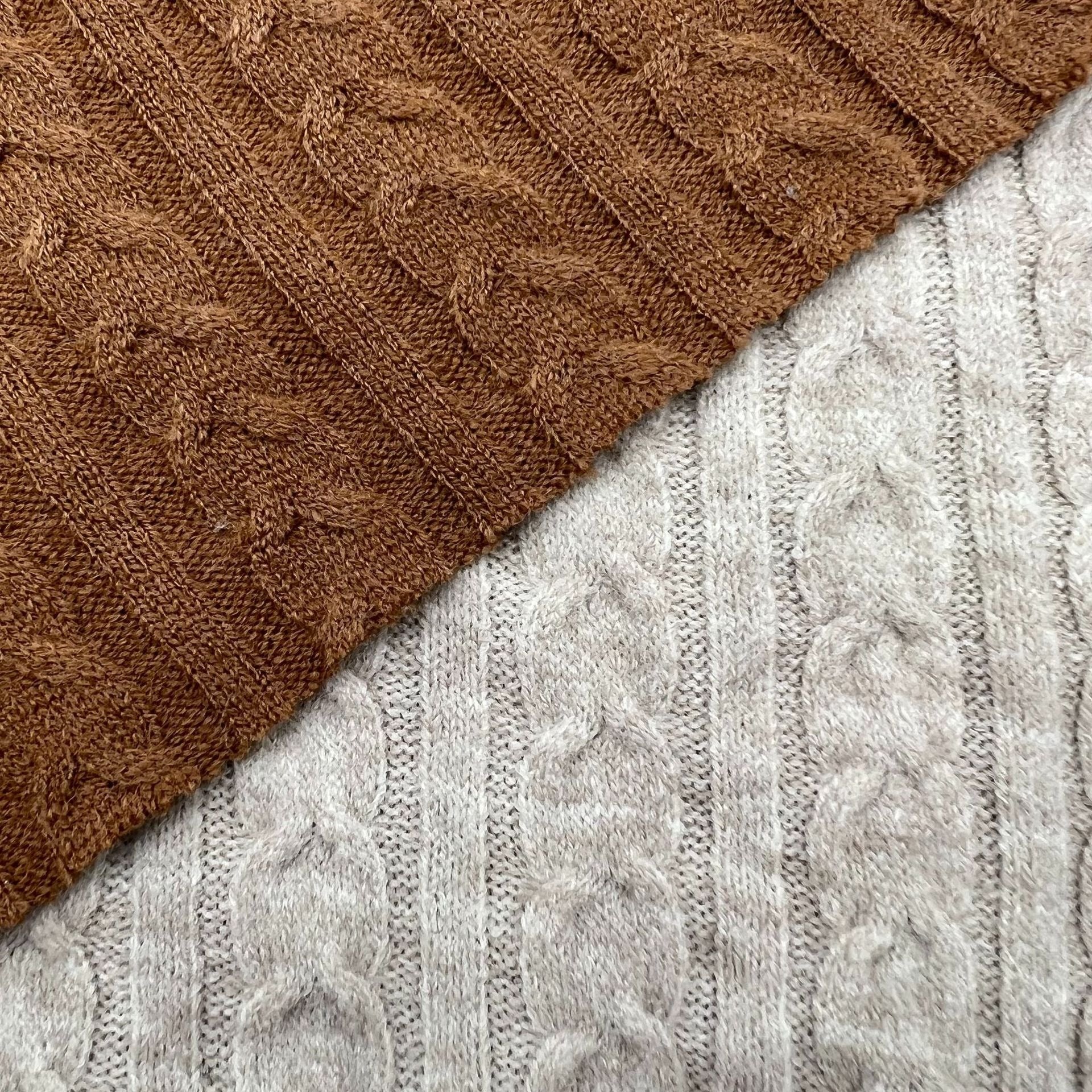 Men's Solid Color Crew Neck Knit Cable Knit Textured Pullover Sweater MTA0137K2X