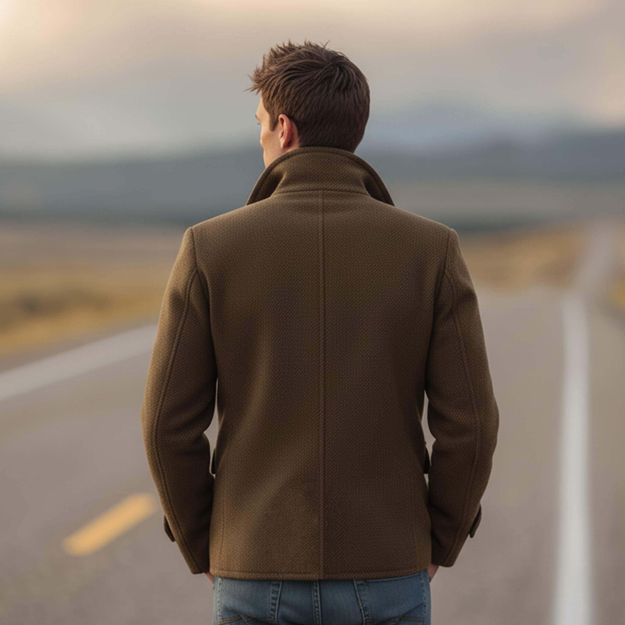 Men's Classic Retro Lapel Double-breasted Faux Twill Jacket MTA3188J6K