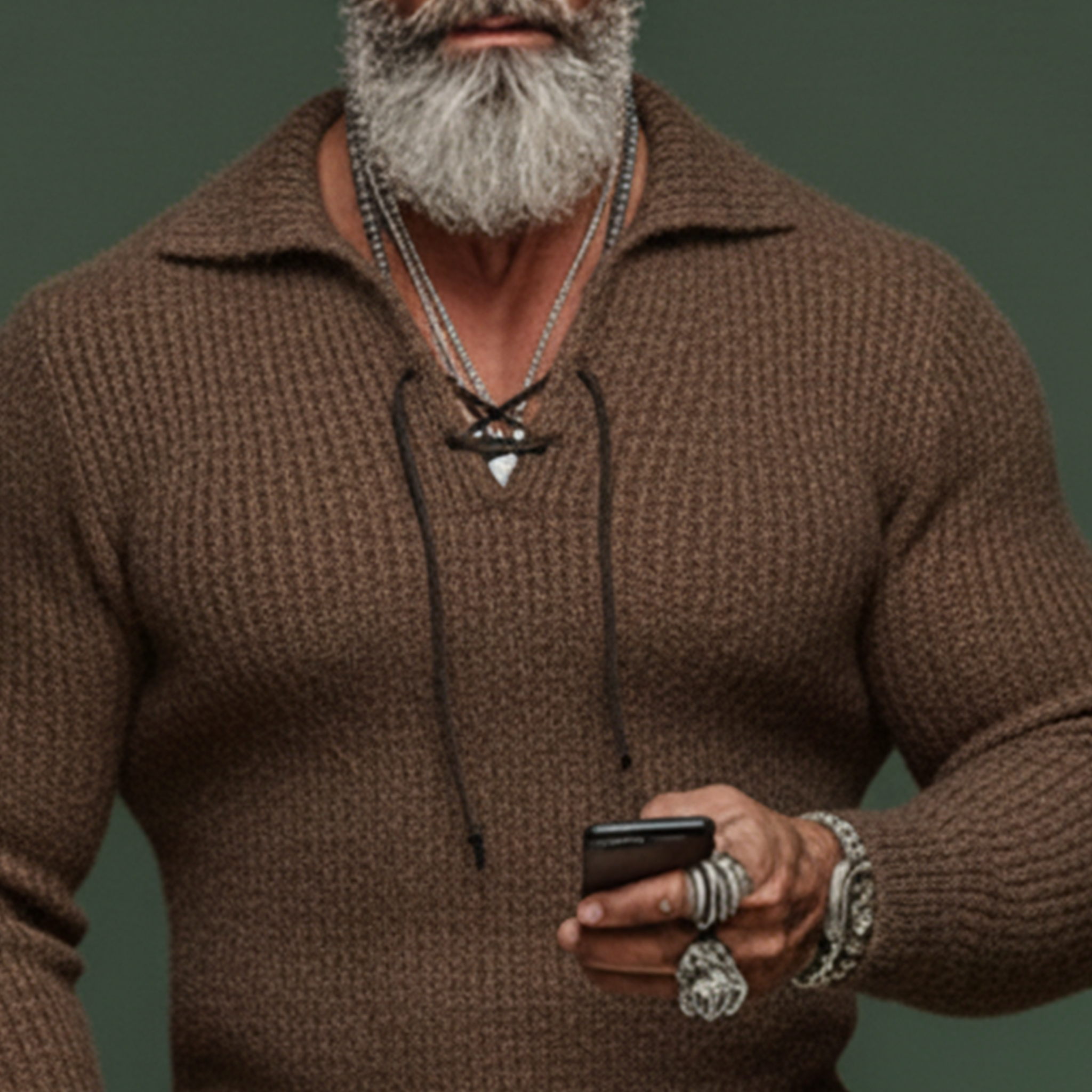 Men's Classic Casual Tie-neck Slim Fit Sweater MTA0436K3K