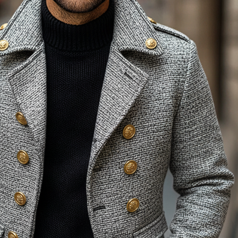 Men's Blend Lapel Double-breasted Jacket MTA2620I8X