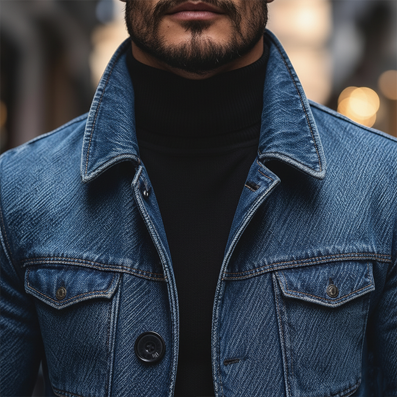 Men's Winter Retro Washed Textured Denim Jacket MTA0464K2P