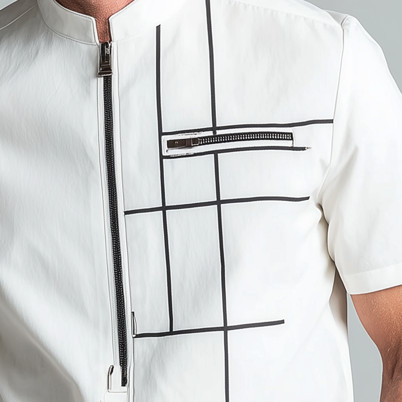 Men's Summer Fashion Cotton Blended Short Sleeve Shirt MTA0787G7P