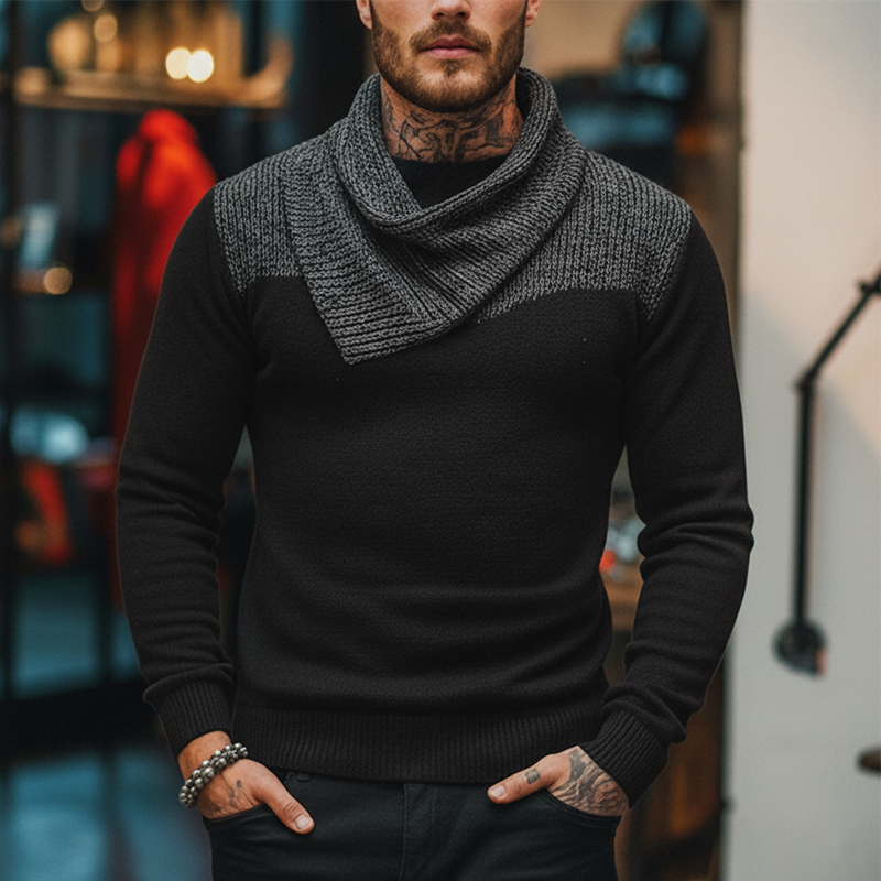 Men's Winter Vintage Cotton Knit Sweater (Detachable Collar) MTA2191J2P