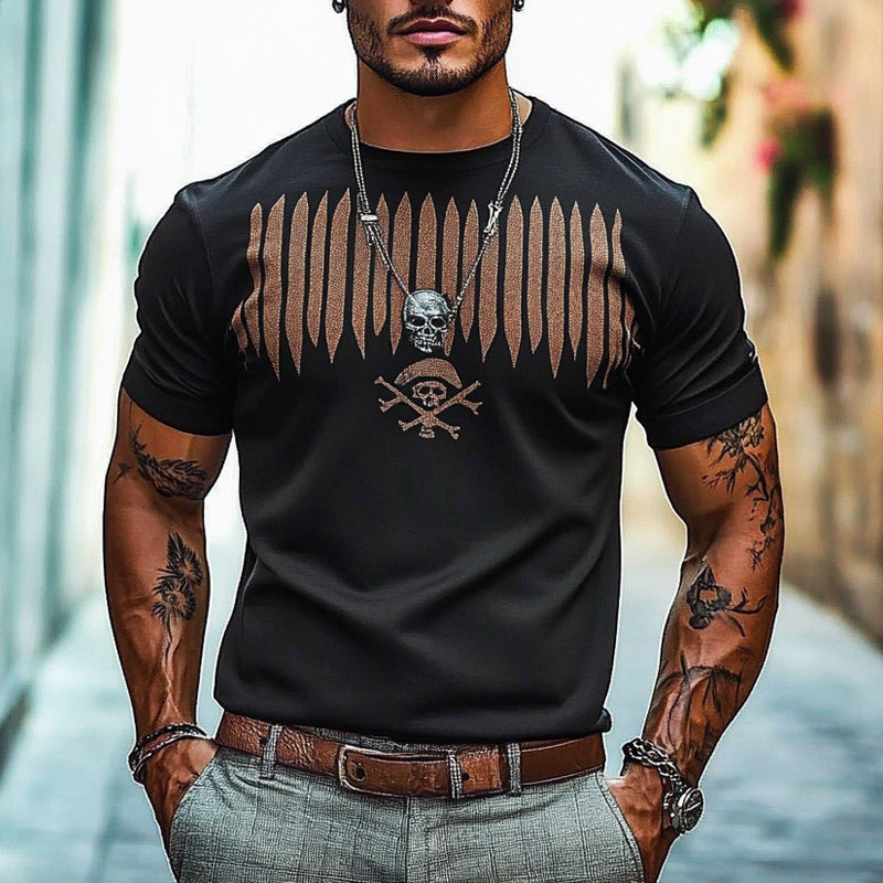 Men's Pirate Print Round Neck Short Sleeve T-Shirt 58668938X