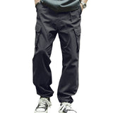 Men's Casual Solid Color Cotton Multi-pocket Patchwork Loose Cargo Trousers 93839552M
