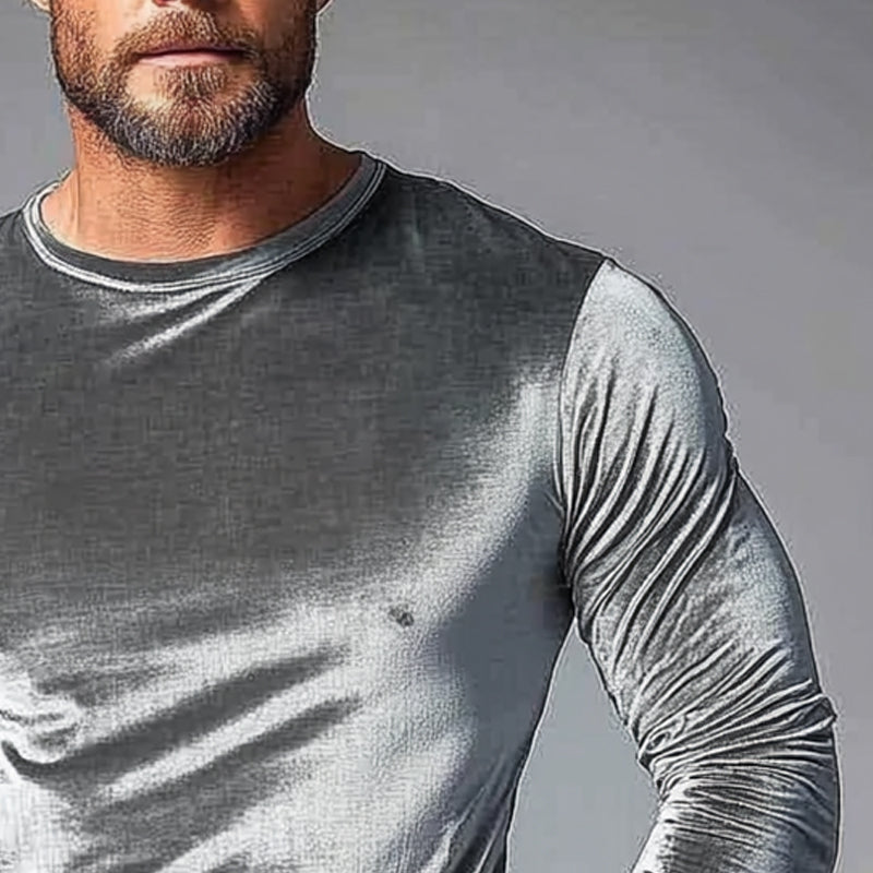 Men's Vintage Velvet Round Neck Long Sleeve T-Shirt 50883972X