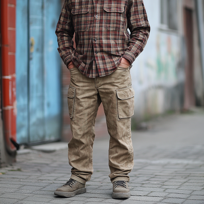 Stylish Washed Denim Straight Cargo Pants for menn 15603596Z