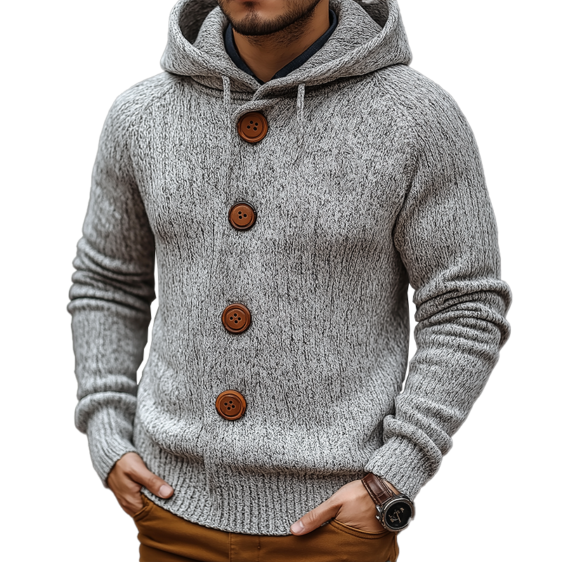 Men's Retro Cotton Yarn Knitted Hooded Cardigan MTA2903J1P