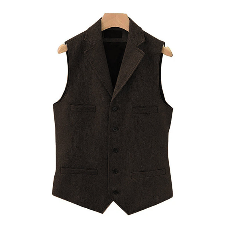 Gilet de costume à simple boutonnage à revers classique vintage pour homme 15824060M