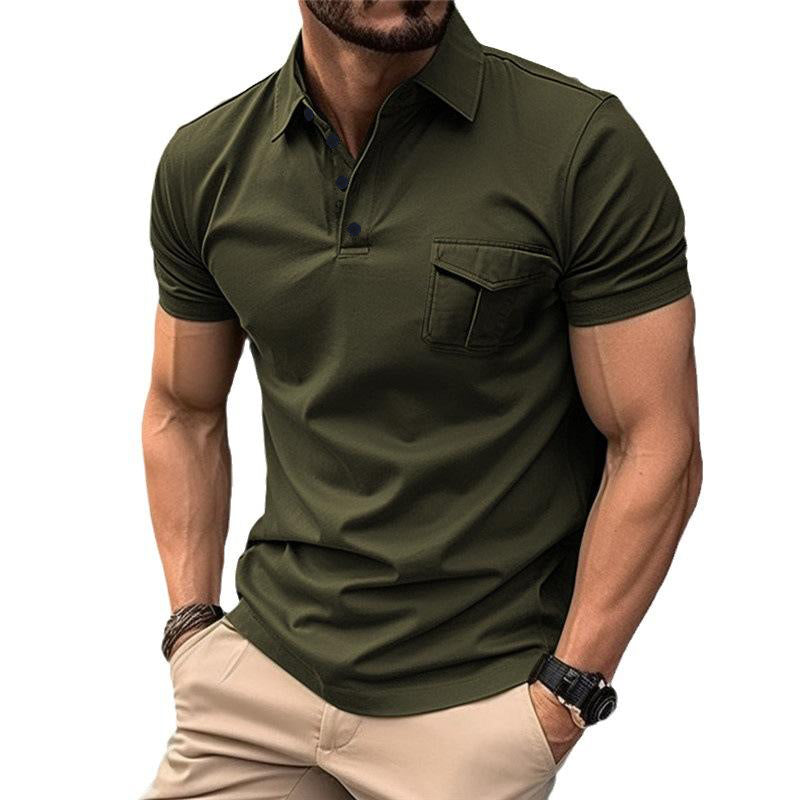 Men's Casual Slim Lapel Short Sleeve Polo Shirt 18107009M