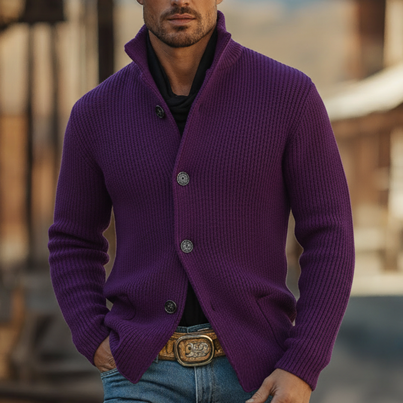 Men's Winter Retro Cotton Yarn Knitted Button Cardigan MTA1728L4P