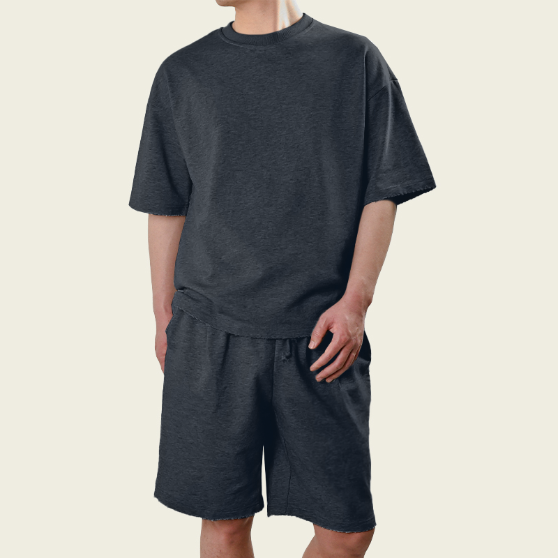 Men's Fashion Loose Short Sleeve T-shirt and Shorts Set 02514856Z