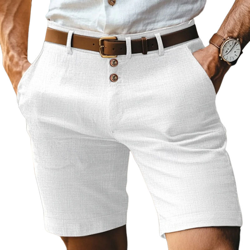 Menns fritidsshorts i bomullslin Slim Fit 94059328M