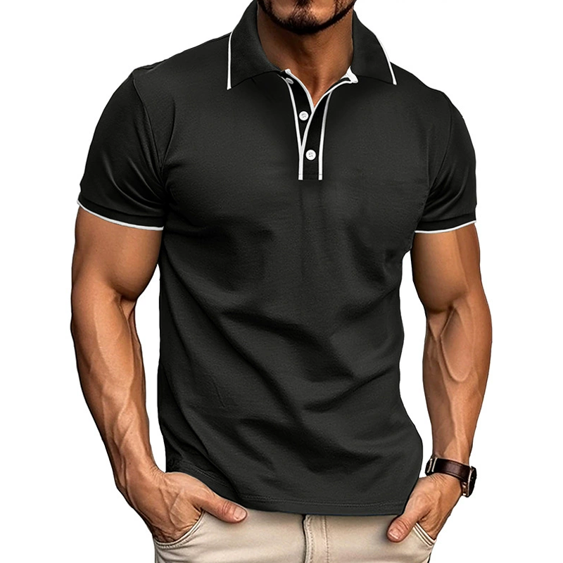 Men's Colorblock Lapel Short Sleeve Polo Shirt 63216692Z