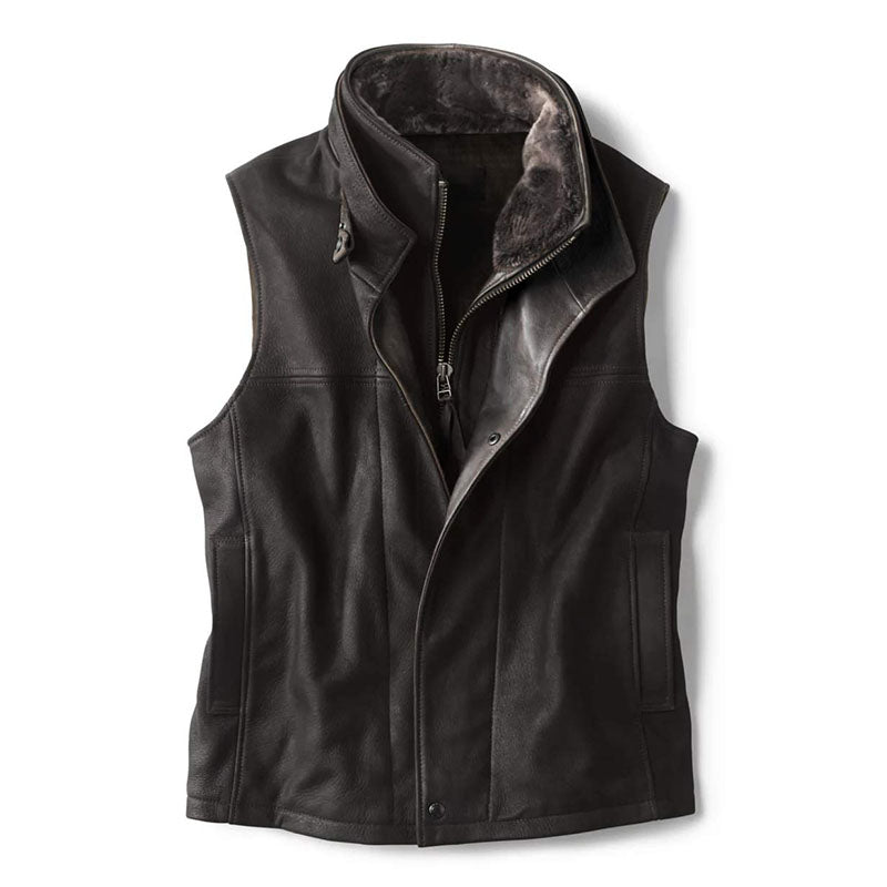 2023 MEN'S VINTAGE DOUBLE LAYER COLLAR LAPEL LEATHER VEST