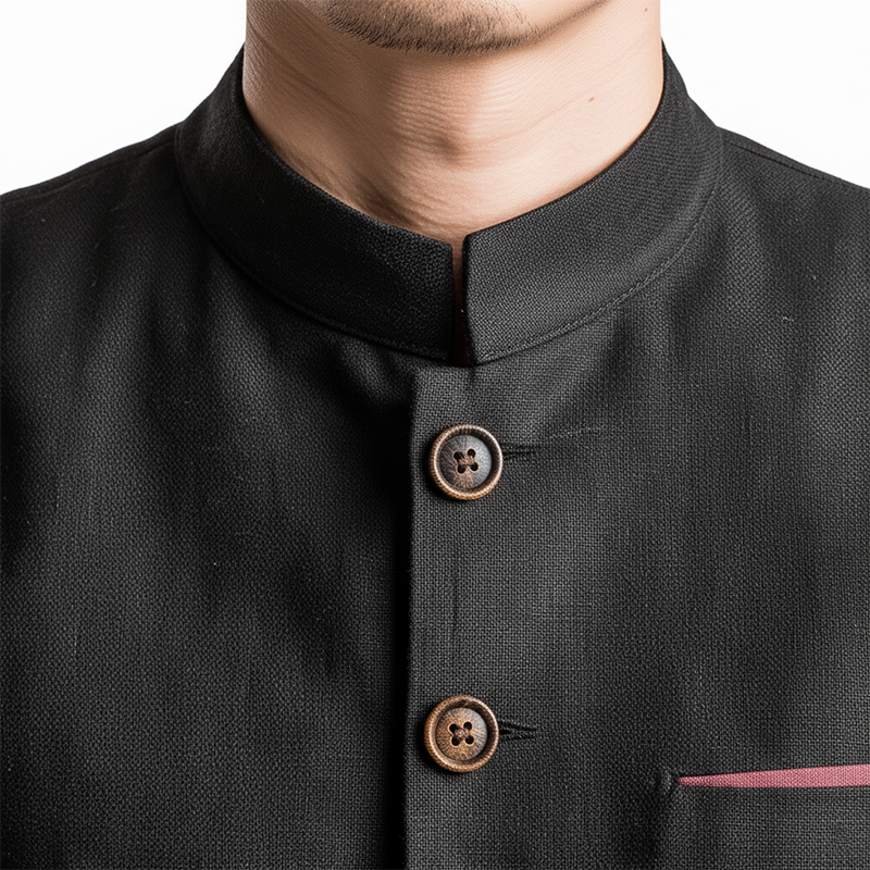 Men's Fashion Color-blocked Cotton-linen Blend Thick Shirt MTA2365I0P