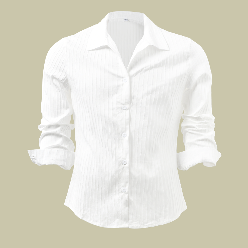 Camicia a maniche lunghe con risvolto a righe tinta unita da uomo 94598700Z