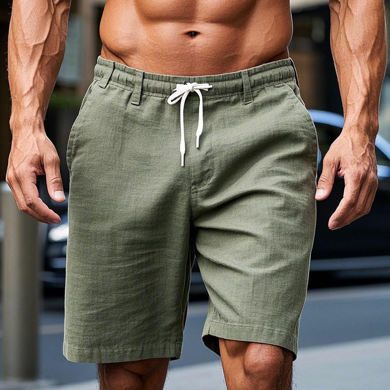 Men's Light Army Green Solid Color Breathable Casual Shorts 15737769P