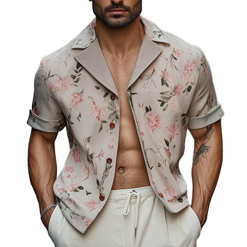 Men's Light Printed Fashion Short Sleeve Shirt 73524647P