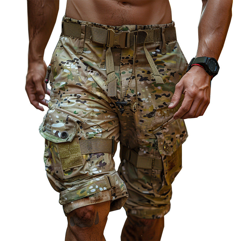 Men's Camouflage Elastic Waist Casual Cargo Shorts 12886857P