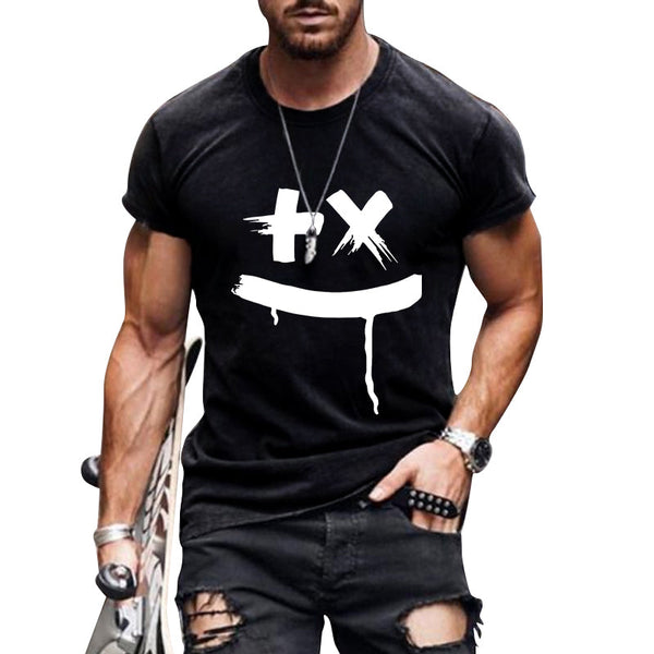 Men's Casual Summer Smiley Loose Short Sleeve T-Shirt 66686478M