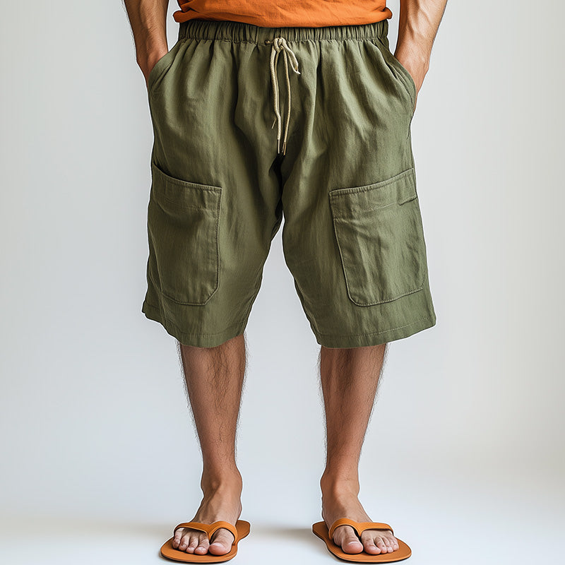 Men's Summer Comfortable Breathable Linen Casual Sports Shorts MTA2768D7P