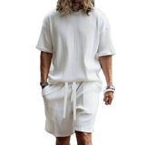 Men's Casual Vacation Loose Short-sleeved Shorts Set 30994734M