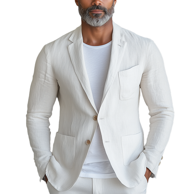 Men's Solid Color Simple Linen Suit Jacket MTA3083G7P