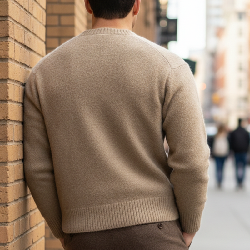 Men's Classic Business Camel Button-Down Knit Cardigan MTA0773K2U