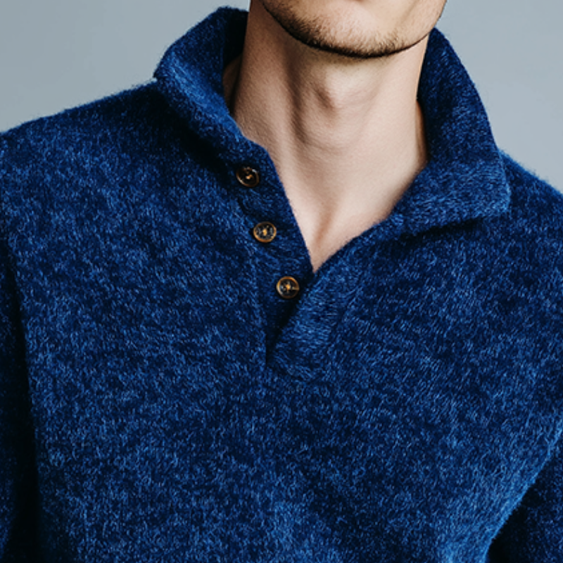 Men's Retro Casual Knitted Button-Up Collar Sweater MTA2806J5TO