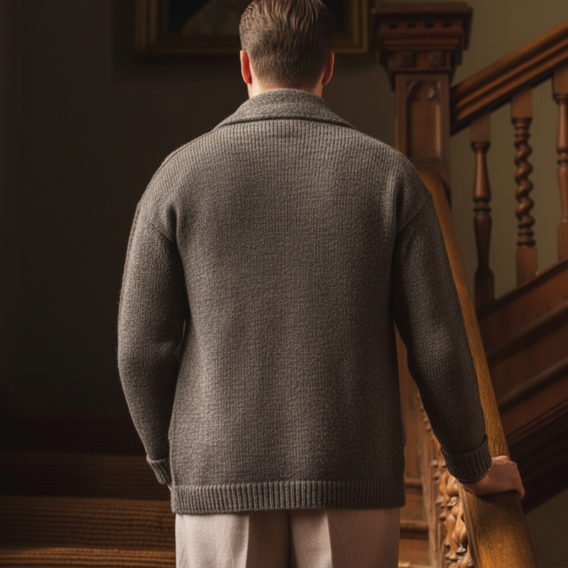 Men's Classic Gray-brown Casual Button-down Knit Cardigan MTA2845J7U